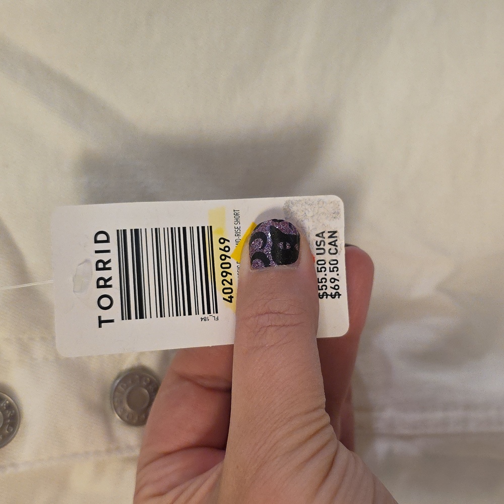 Torrid White Distressed Button-Fly Shorts - Picture 2 of 8